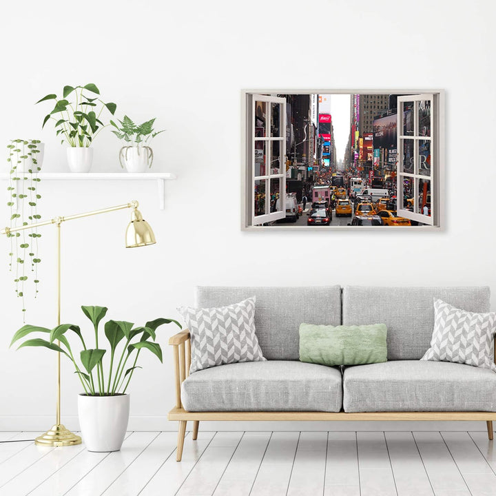 Feeby Wandbild New York Druckbild Leinwandbild Fenster-Illusion mehrfarbig 90x60 cm Leinwandbild 90x