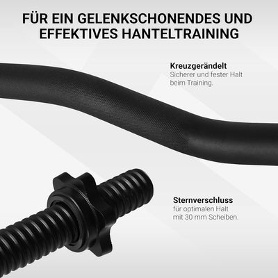 MSPORTS SZ Curlstange Premium, 30mm mit Sternverschluss - STANDARDNORM - Auswahl: 120cm (7kg) o. 130