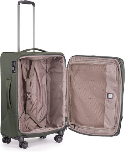 Stratic Mix Koffer Weichschale Reisekoffer Trolley Rollkoffer mittelgross, TSA Kofferschloss, 4 Roll