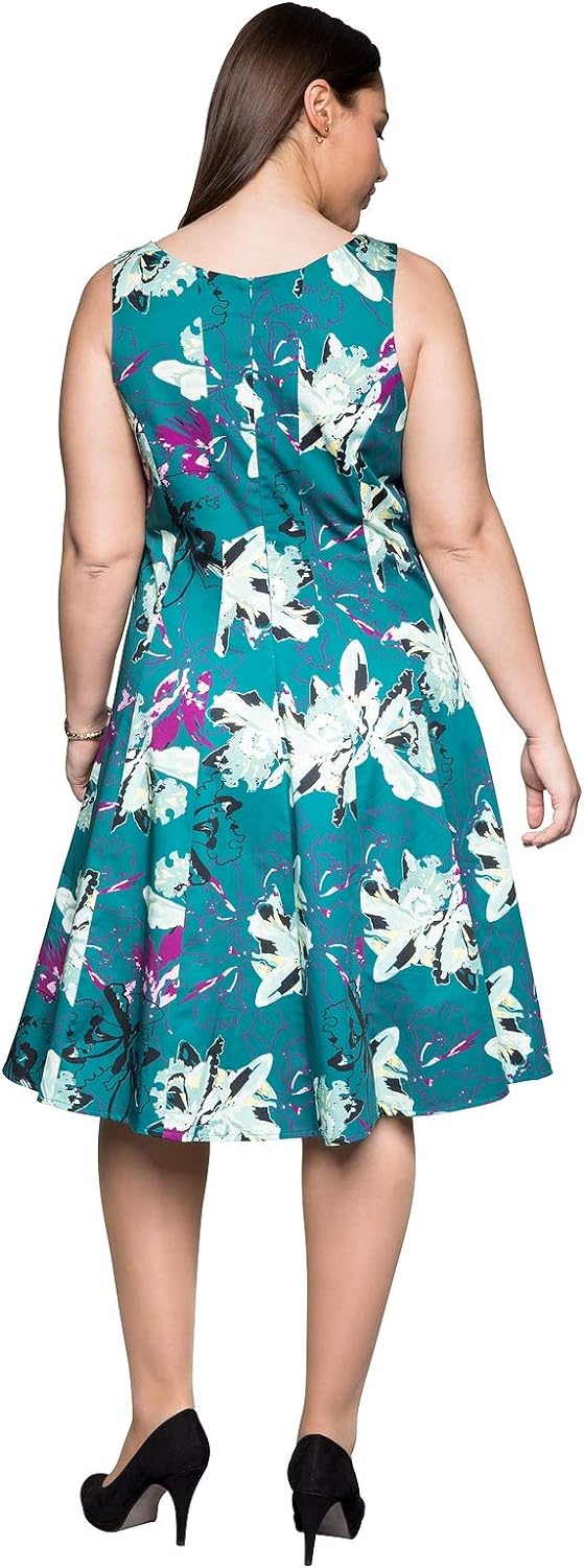 Sheego Damen Freizeitkleid mit floralem Alloverdruck smaragd, 52