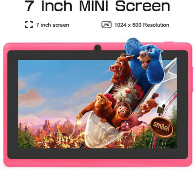 Haehne 7 Zoll Tablet PC mit Adapter, Android 5.0, Quad Core A33, 1GB RAM 8GB ROM, Dual Kameras, WiFi