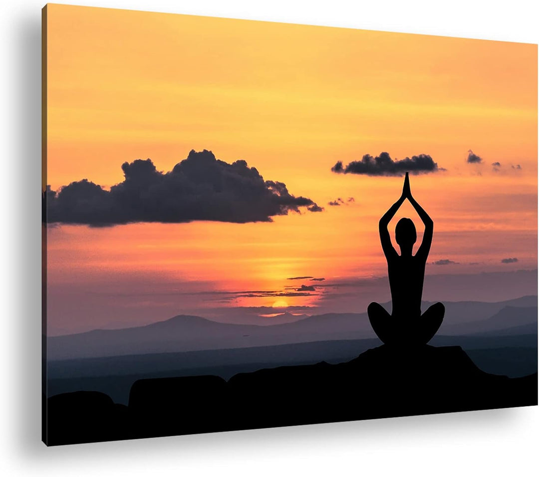 deyoli Yoga Meditation am Meer Format: 120x80 als Leinwandbild, Motiv fertig gerahmt auf Echtholzrah