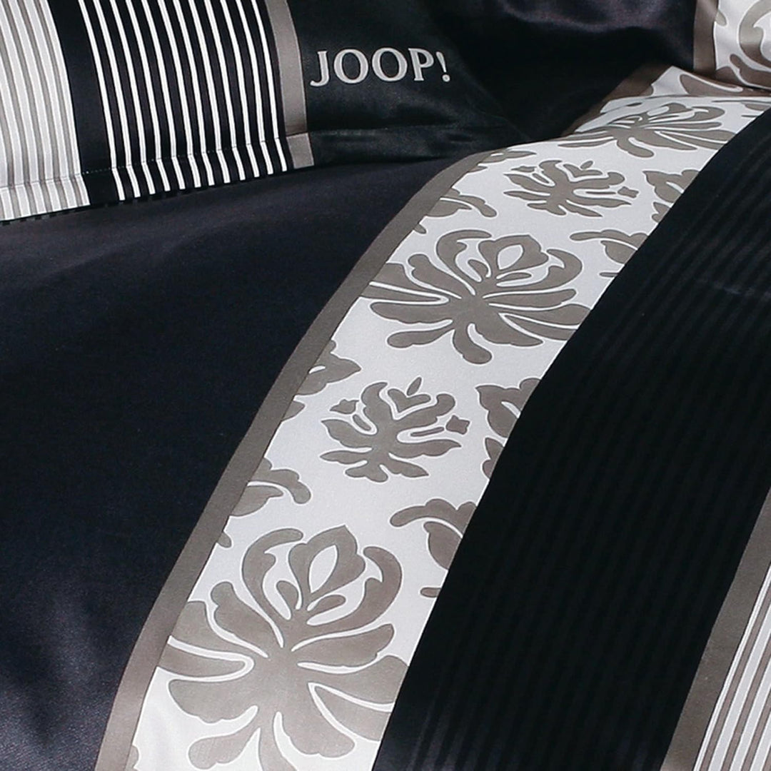 Joop! Bettwäsche Ornament Stripe Mako-Satin schwarz Grösse 155x220 cm (40x80 cm) 155x220 cm + 40x80