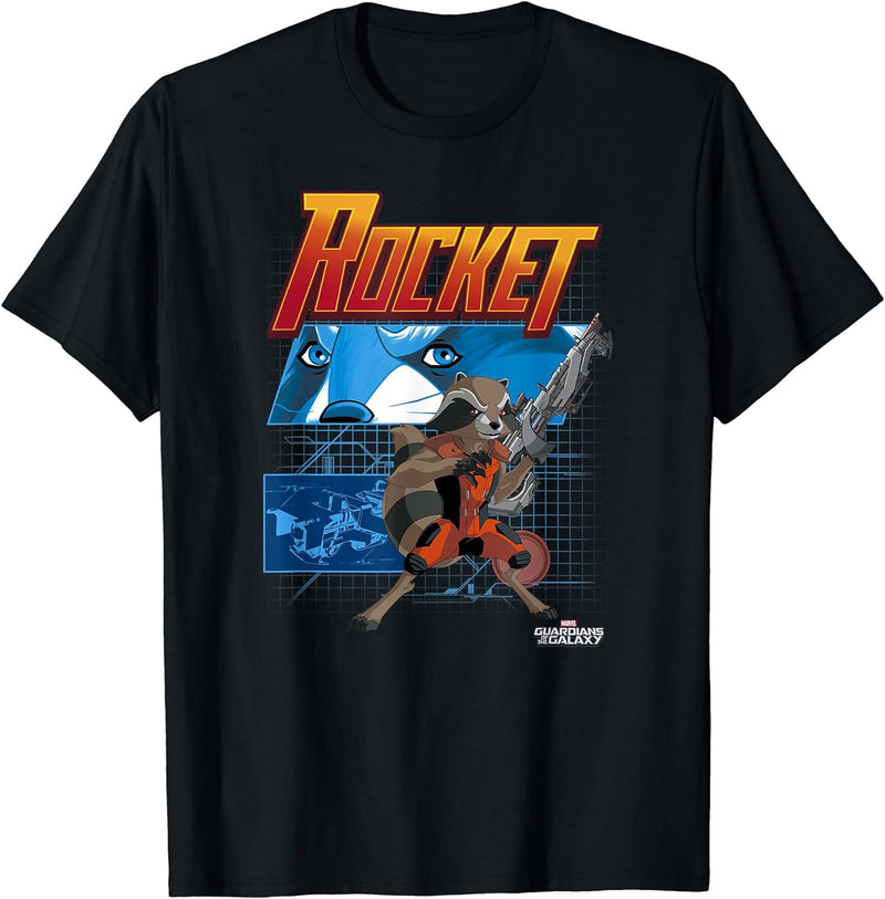 Mens Marvel Rocket Guardians of the Galaxy Schematic T-Shirt Small Baby Blue
