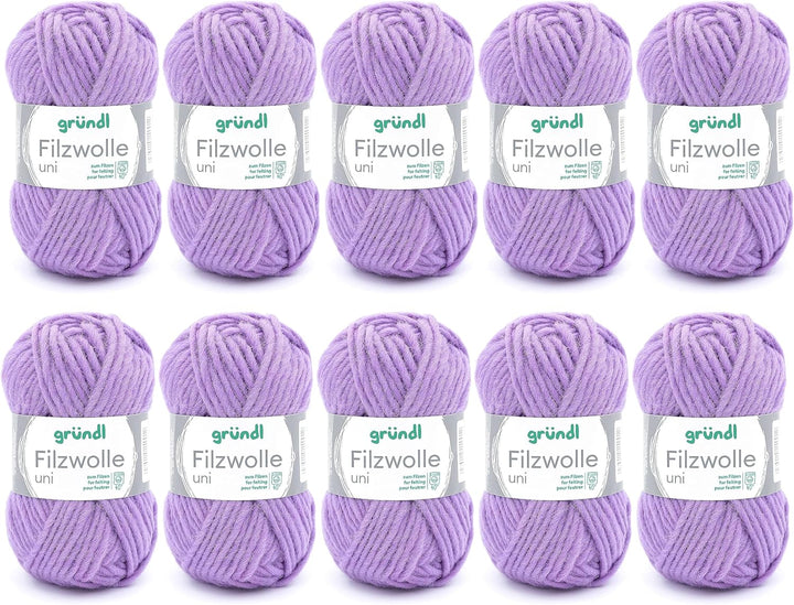 Gründl Filzwolle uni (Wolle zum Filzen, Stricken und Häkeln, Garn aus 100 % Schurwolle, 50 g / 50 m,