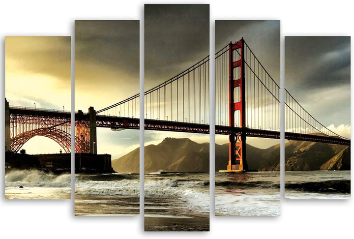 Feeby Frames, Leinwandbild, Bilder, Wand Bild - 5 Teile - Wandbilder, Kunstdruck XXL, TypA, 250x120