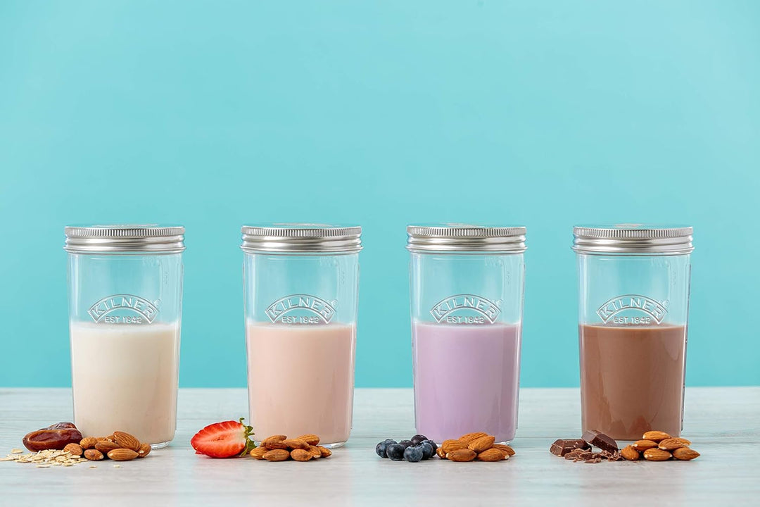 Kilner Nussmilch/Mandelmilch-Herstellungset-Set, 2 Gläser mit Zubehör und Deckel, 0,5 l
