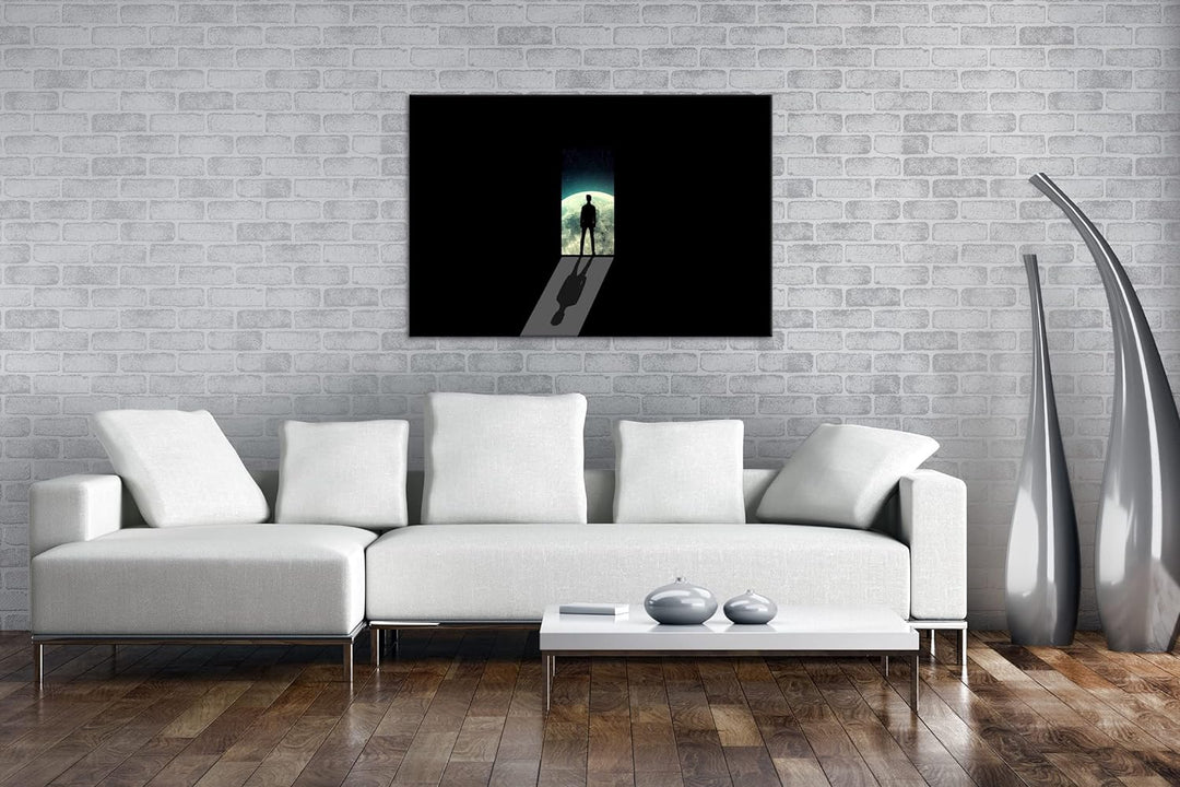 deyoli Der Man im Mond Format: 80x60 als Leinwandbild, Motiv fertig gerahmt auf Echtholzrahmen, Hoch