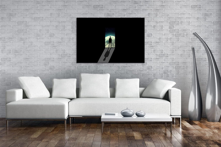 deyoli Der Man im Mond Format: 80x60 als Leinwandbild, Motiv fertig gerahmt auf Echtholzrahmen, Hoch