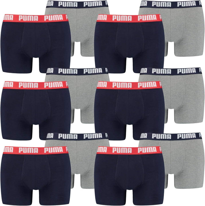 PUMA 12 er Pack Boxer Boxershorts Men Herren Unterhose Pant Unterwäsche, Farbe:036 - Blue/Grey Melan