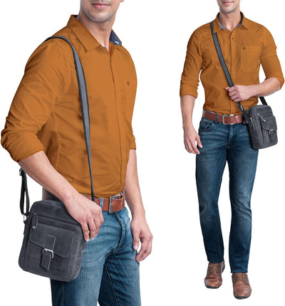 ROYALZ 'Knoxville' kleine Ledertasche Herren Vintage Männer Umhängetasche Mini Messenger Bag Schulte