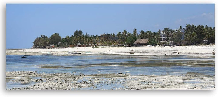 Feeby Deco Panel Landschaft Bild Kunstdruck modern Wasser und Strand Blau 120x40 cm Deko paneel 120x