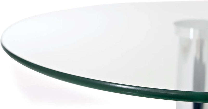CLP Beistelltisch IKARUS mit Einer runden Tischplatte aus Sicherheitsglas I Stehtisch mit Metallgest