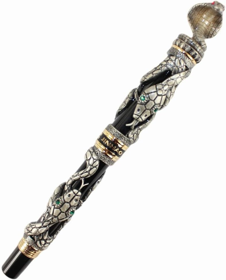 Gullor F¨¹llfederhalter schwarz und antike silberne Schlange 3D-Muster -, mittel- nib