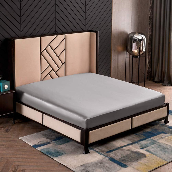 THXSILK Spannbettlaken Seide Bettlaken 200x220, Grau Seiden Bettlaken, 100% Reine 19 Momme Maulbeers