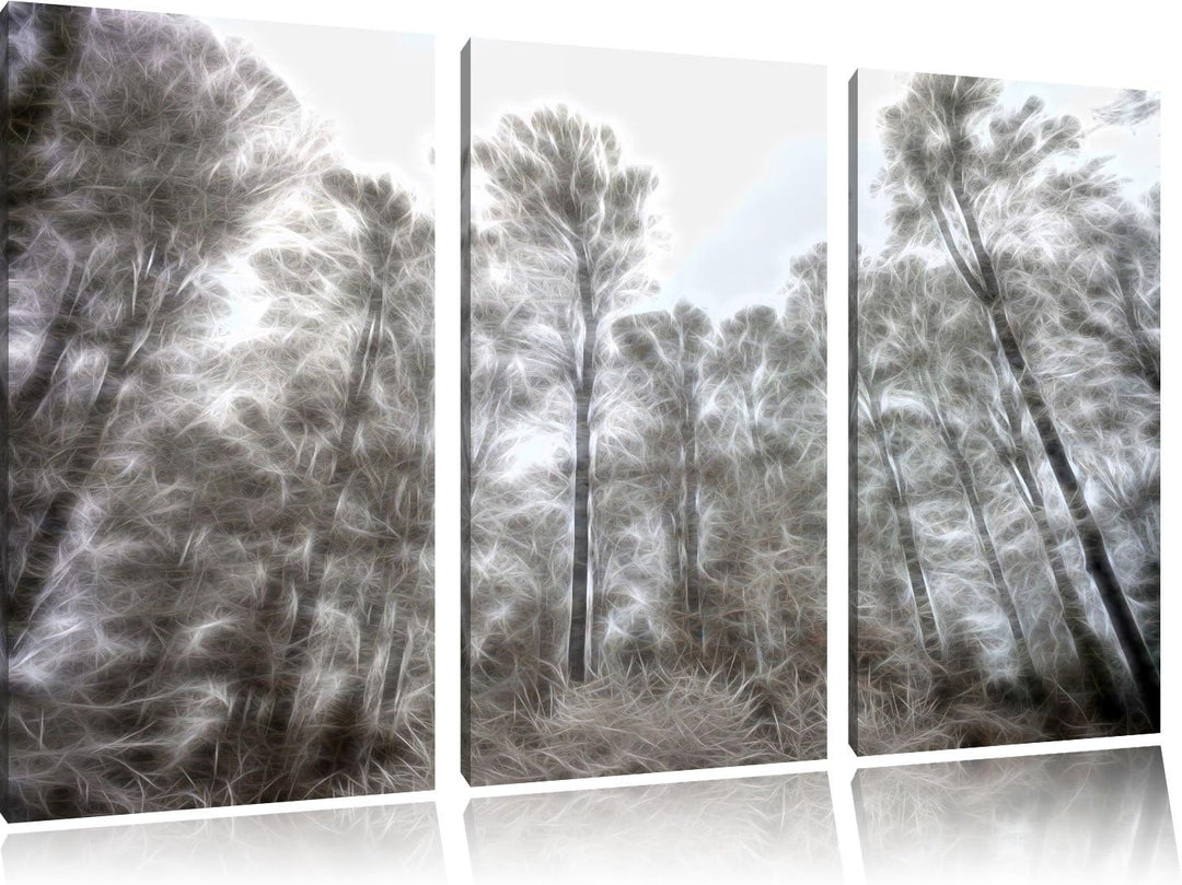 verschneiter Wald Spezial 3-Teiler Leinwandbild 120x80 Bild auf Leinwand, XXL riesige Bilder fertig