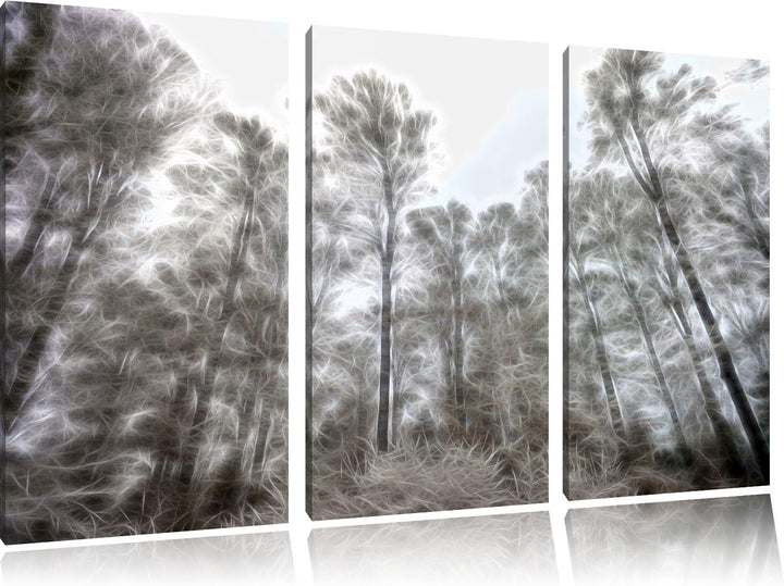 verschneiter Wald Spezial 3-Teiler Leinwandbild 120x80 Bild auf Leinwand, XXL riesige Bilder fertig