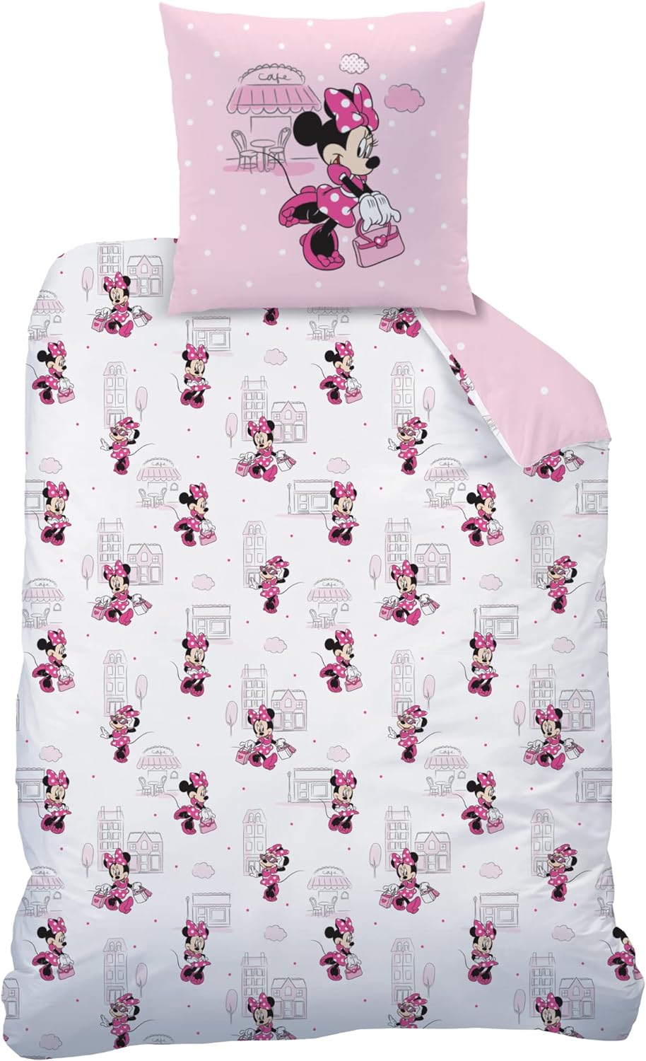 Bettwäsche Set 2 teilig Disney's Minnie Mouse · Mädchenbettwäsche Minnie Maus · Kissenbezug 80x80 +