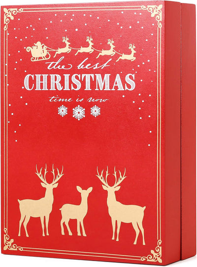 BRUBAKER Adventskalender aus Holz zum Befüllen - Rotes Weihnachtsbuch mit 24 Türchen - Wiederverwend
