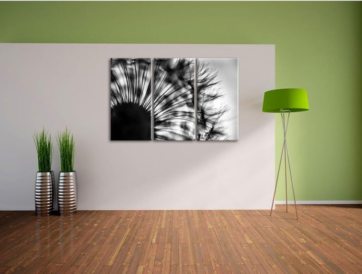 Pixxprint Pusteblume vor Hintergrund als Leinwandbild/Grösse: 3 Teilig (120x80) cm/Wandbild/Kunstdru