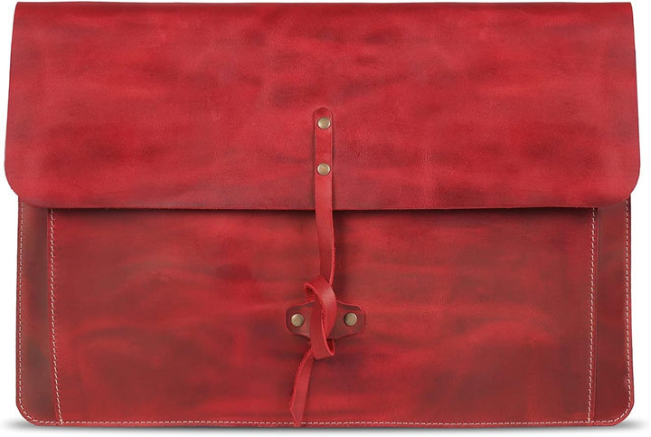 Londo Real Grain Leather MacBook Pro Case with Front Pocket & Flap Closure (Rot, 13 Zoll), OTTO502 R