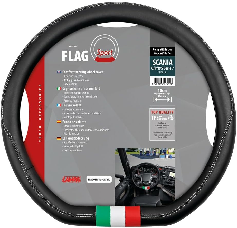 Flag Italia, Lenkradbezug nach Mass aus Skeentex - kompatibel für - Scania G/P/R/S Serie 7 (11/2016>