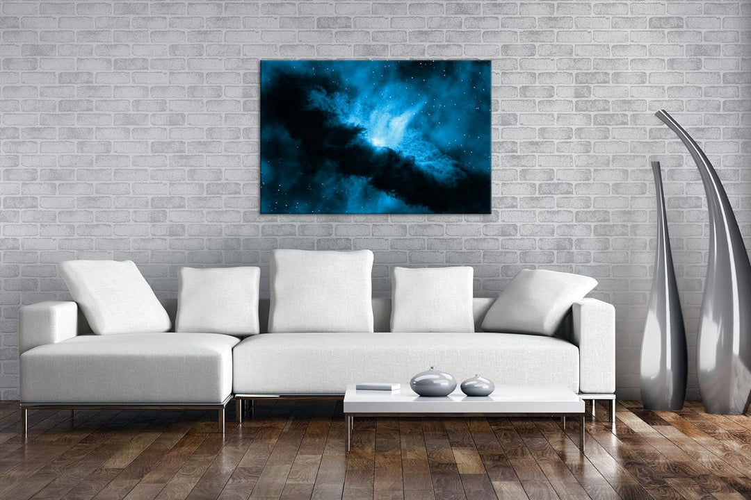 deyoli Sonnensystem mit vielen Sternen Format 80x60 Effekt: Monocrome Blau als Leinwandbild, Motiv f