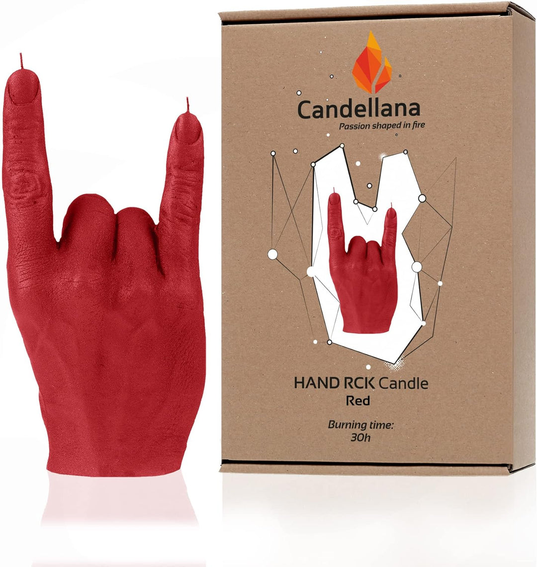Candellana Hand RCK Kerze - Hand Figur - Coole Deko - Gothic Deko - Grunge Deko Kerze - Heavy Metal