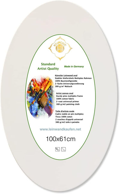 Künstler Keilrahmen Leinwand oval 100x61 cm auf Kiefernholz Rahmen bespannt mit 380 g/m² Baumwolle G