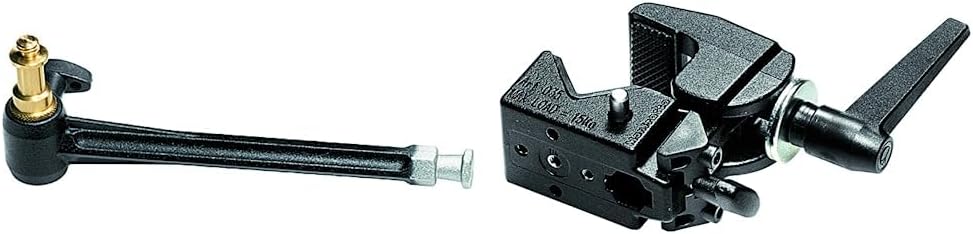 Manfrotto 035 Superclamp Universal Befestigungs-Mechanismus (Aluminium) schwarz & Auslegerarm für Su