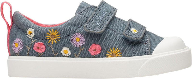 Clarks Mädchen City Bright T Sneaker Niedrig 20 EU Blue Floral Txt, 20 EU Blue Floral Txt