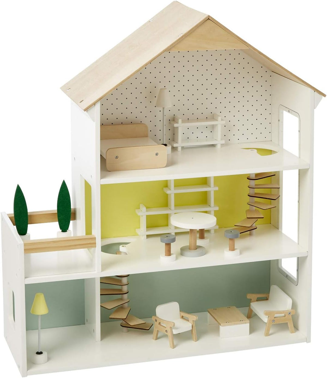Vertbaudet Puppenhaus aus Holz, FSC® weiss/Natur ONE Size Einheitsgrösse Weiss/Natur, Einheitsgrösse