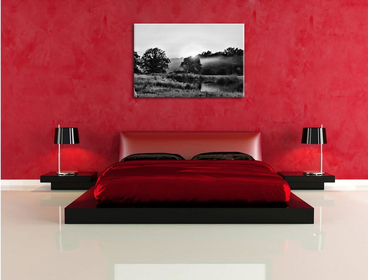 Pixxprint britische Landschaft / 100x70cm Leinwandbild bespannt auf Holzrahmen/Wandbild Kunstdruck D