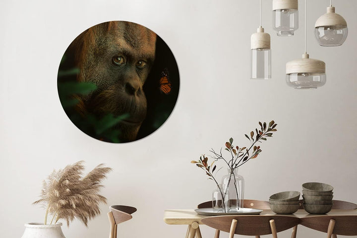 MuchoWow Wandbild Rund Wanddeko Deko Wohnzimmer Bilder 90x90 cm Tiere - Affe - Natur, 90x90 cm