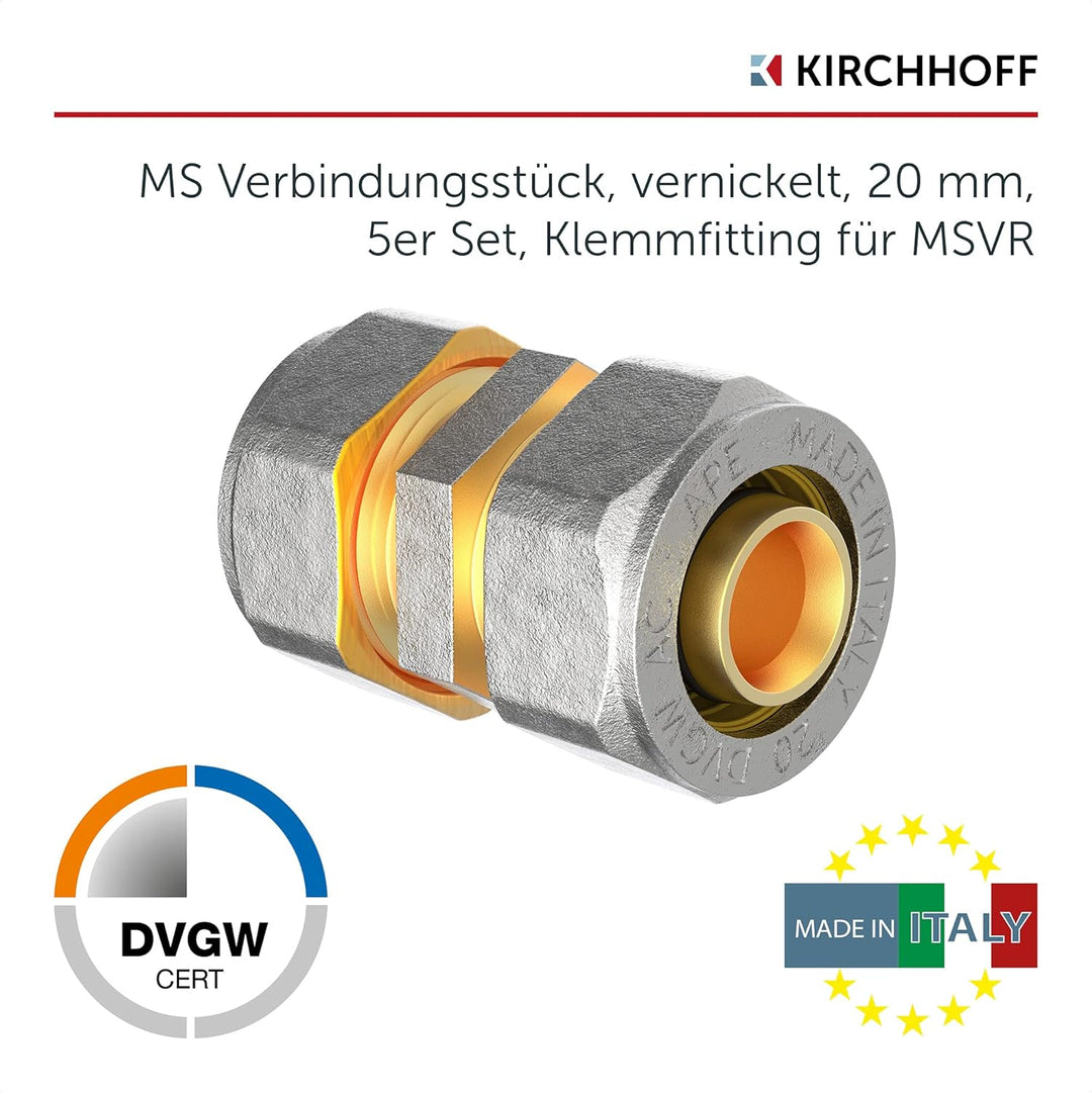 KIRCHHOFF | MSVR Rohr | 5er Set | Klemmringverschraubung 20 mm | Aluverbundrohr | für Heizung | Fuss