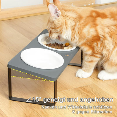 GUUSII HOME Futterstation Katzen Erhöht|Katzen Fressnapf Erhöht|Ergonomischer Katzennapf Erhöht Kera