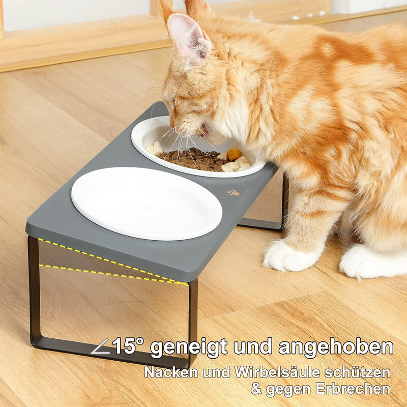GUUSII HOME Futterstation Katzen Erhöht|Katzen Fressnapf Erhöht|Ergonomischer Katzennapf Erhöht Kera