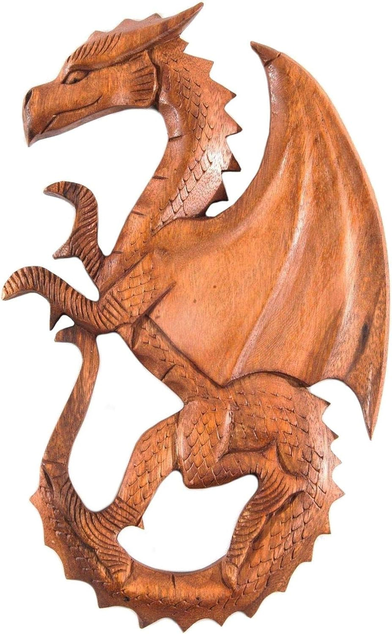 Windalf Wandbild Saphir h: 29 cm Drache Links schauend Handarbeit aus Holz