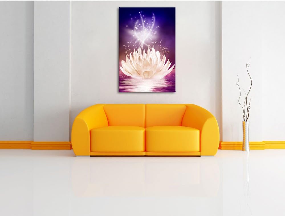 abstrakte Seerose, Format: 100x70 auf Leinwand, XXL riesige Bilder fertig gerahmt mit Keilrahmen, Ku