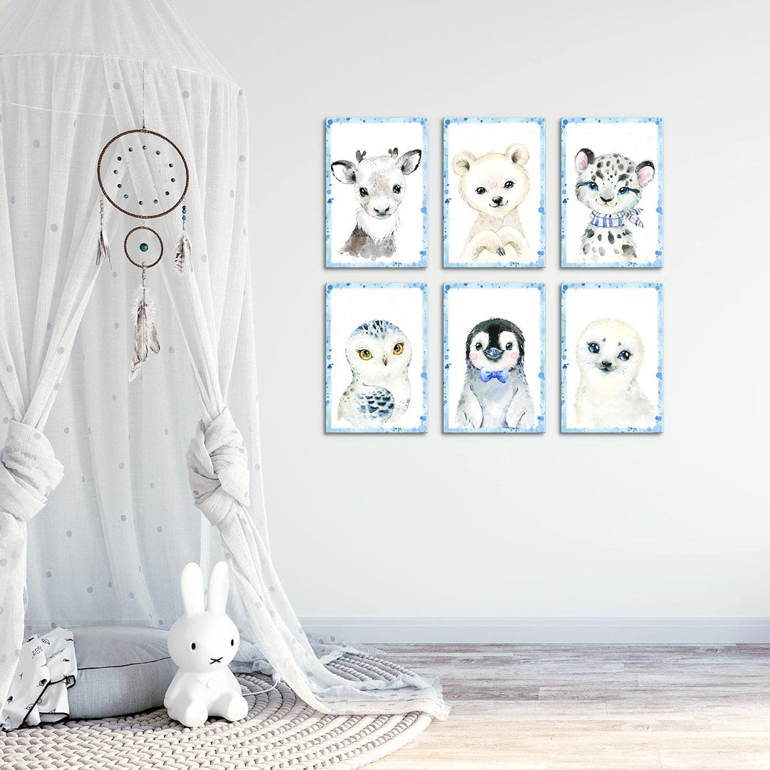 Novart Wandbilder Set - KOMPLETT AUFHÄNGFERTIG - Made in Germany - Moderne Bilder Tiere Kinderzimmer