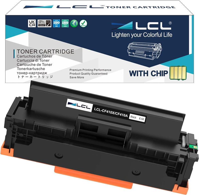 LCL Kompatibel Tonerkartusche 410X CF410X High Yield (1 Schwarz) Ersatz für HP Color Laserjet Pro MF