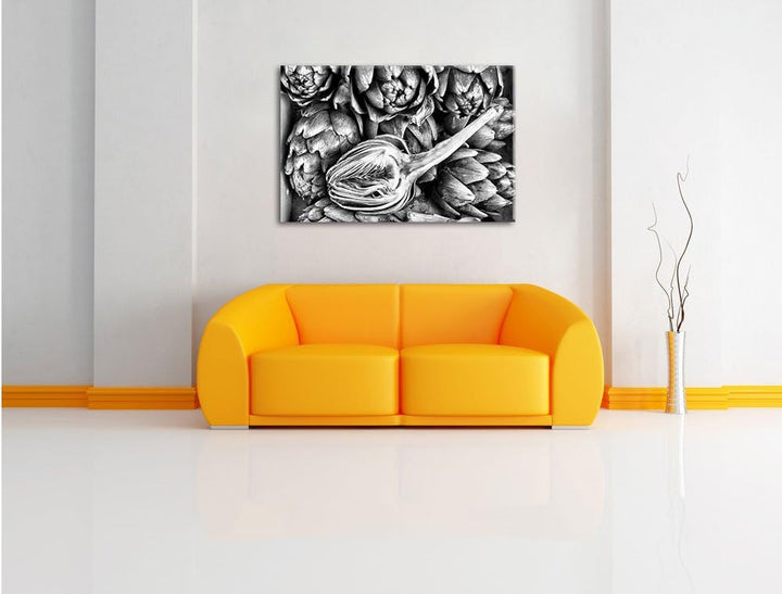 Pixxprint Aufgeschnittene Artischocke als Leinwandbild/Grösse: 100x70 / Wandbild/Kunstdruck/fertig b