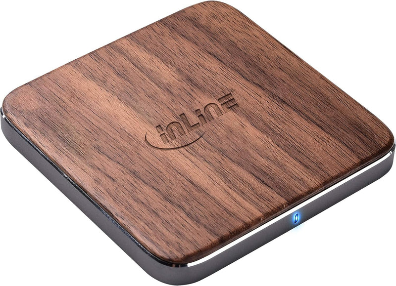 InLine® Qi woodcharge, Wireless Fast Charger, Smartphone kabellos Laden, 5/7,5/10W