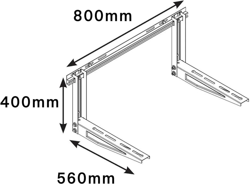 Fischer Halterungen für Klimaanlage, Ausseneinheit Klima, Länge Arm 560 mm, Regale aus verzinktem St