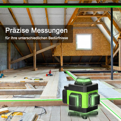 Kreuzlinienlaser Grün kit Hancaner 16 Line Laser Level IP54 Wasserwaage 360° Kreuzlinienlaser Selbst