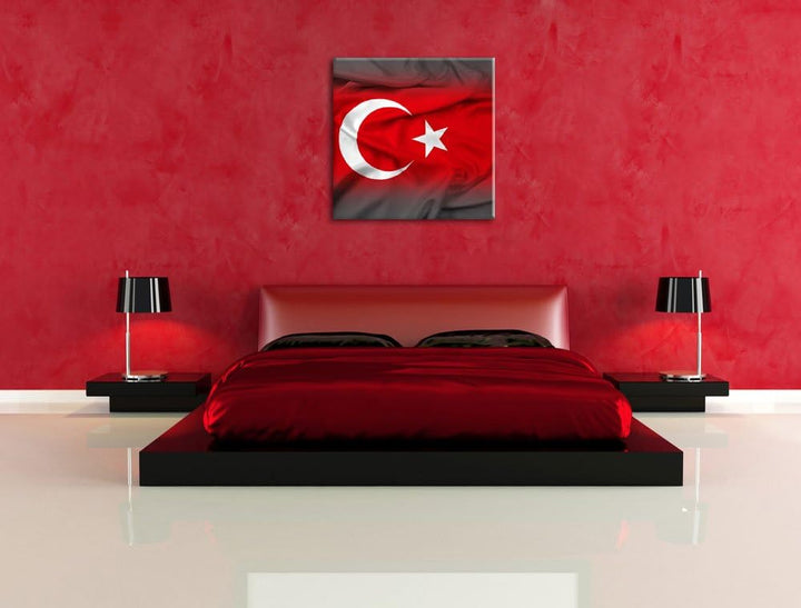 Pixxprint Flagge der Türkei / 70x70cm Leinwandbild bespannt auf Holzrahmen/Wandbild Kunstdruck Dekor