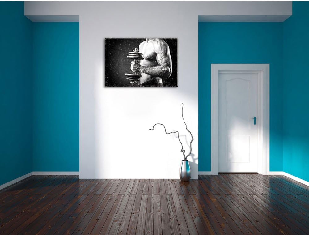 Bodybuilding Kohle Effekt, Format: 100x70 auf Leinwand, XXL riesige Bilder fertig gerahmt mit Keilra