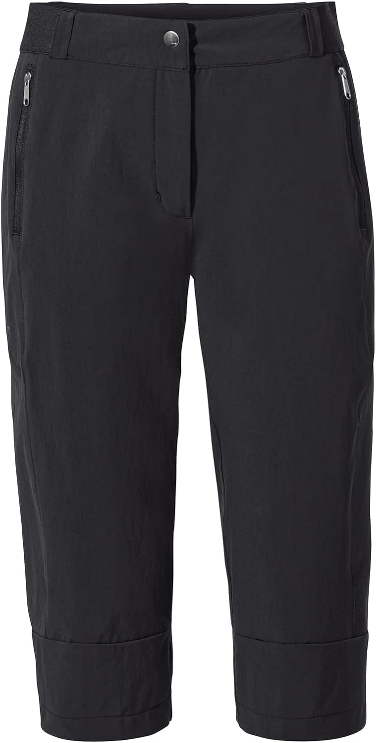 VAUDE Wanderhose Damen Farley Stretch Capri Hose III, Schwarz - 50, wasserabweisende Damen Trekkingh