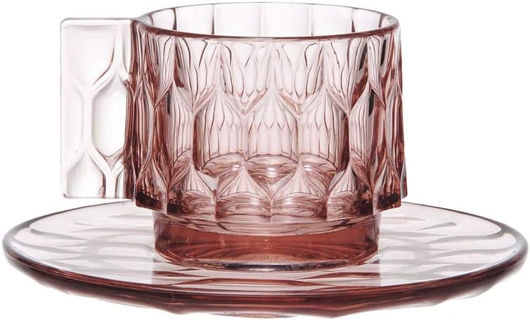 Kartell Jellies Family Tasse und Unterteller, Thermoplastisches Technopolymer, Rosa, 12 x 10 cm Kaff