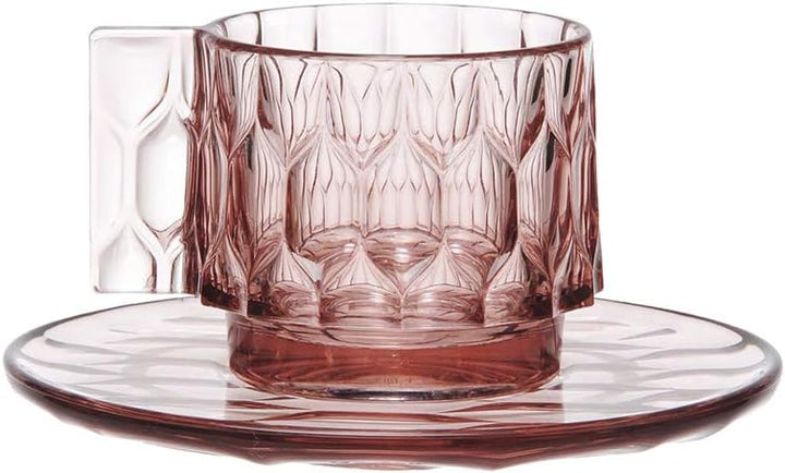 Kartell Jellies Family Tasse und Unterteller, Thermoplastisches Technopolymer, Rosa, 12 x 10 cm Kaff